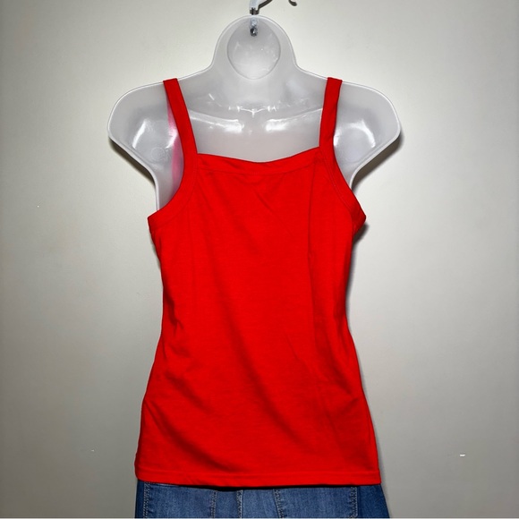 Red Women's Cami Top Sleeveless Satin Detail Layering - Picture 4 of 10